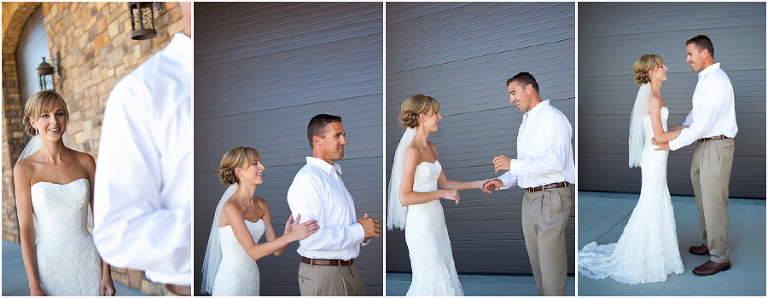 bride and groom see each other for the first time at Pear Valley vineyards in Paso Robles