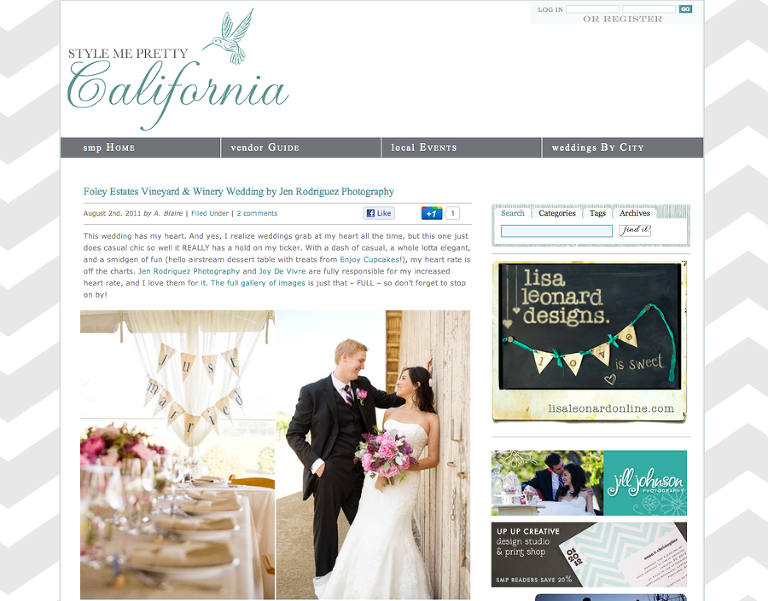 Santa Barbara wedding photographer: Jen Rodriguez featured on Style Me Pretty