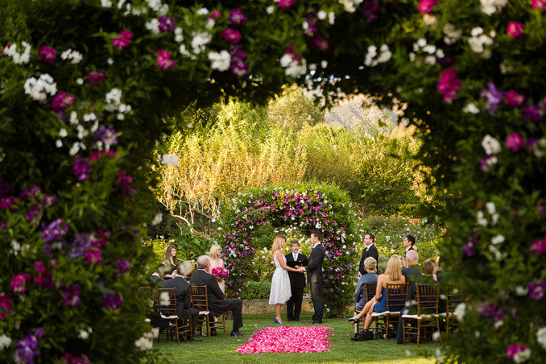 The lower ceremony garden at the San Ysidro Ranch