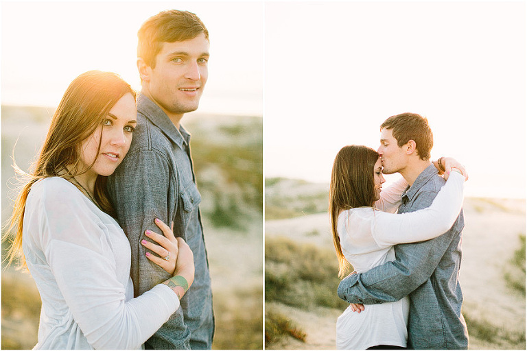 A golden sunset and an engaged couple on Pismo Beach