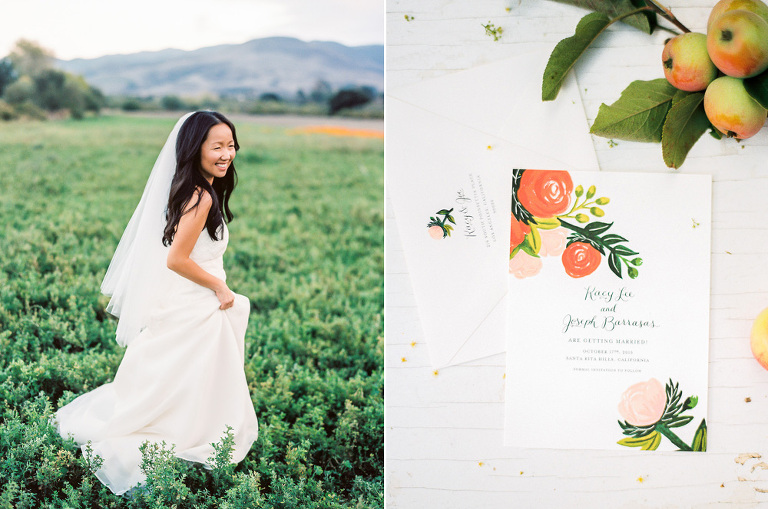 Film photograph of Rifle Paper Company wedding invitation