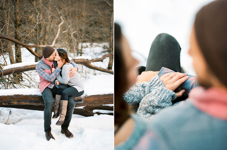 couple kissing in the snow