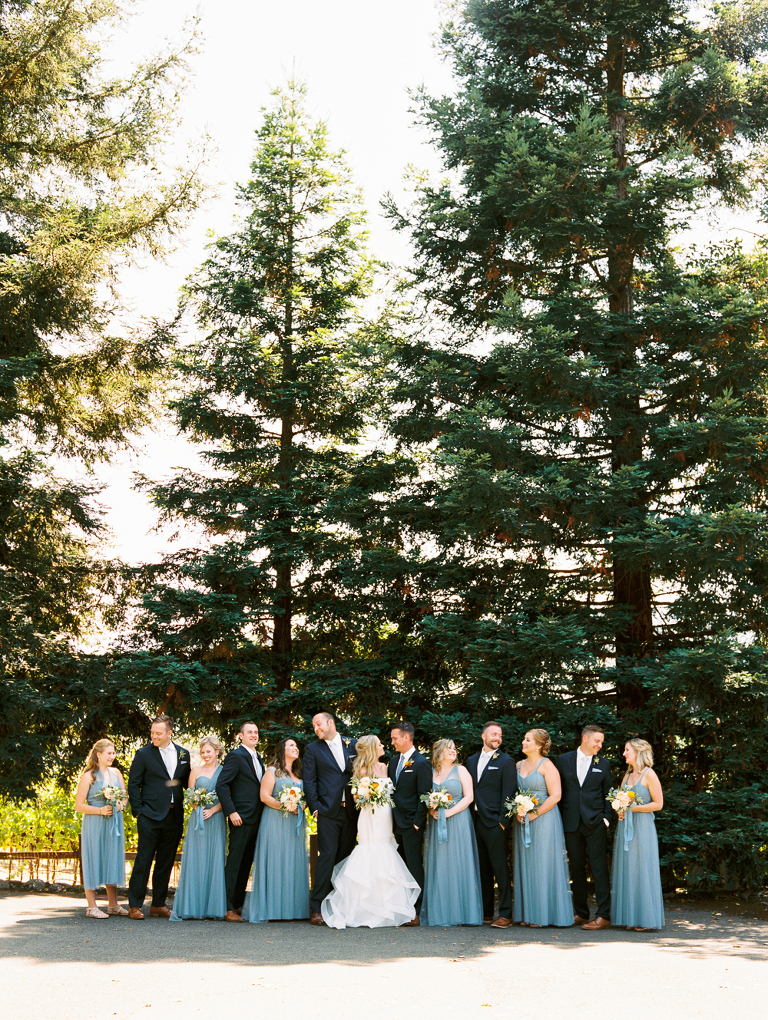 Bridal party laughing and having fun in Sonoma 