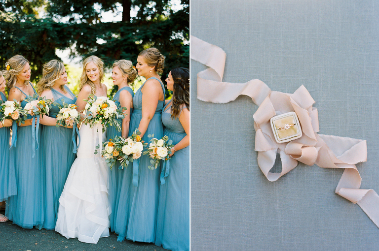 cornsilk blue bridesmaids dresses