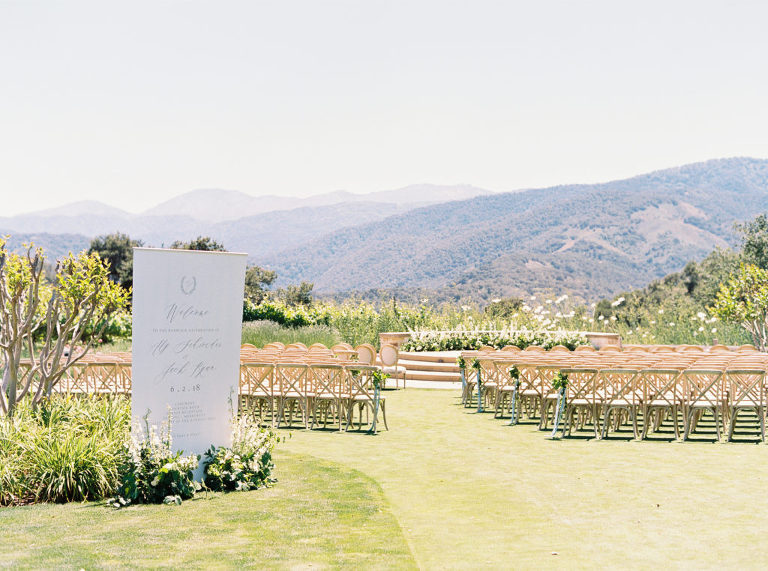 Ceremony location set for a wedding at Holman Ranch with Valley view